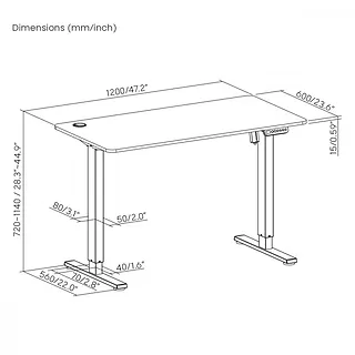 Maclean Biurko elektryczne Ergo Office ER-451 120x60 cm, regulacja 77-114cm wysokość