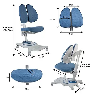 Ergo Office Krzesło ergonomiczne dla dzieci ER-484N regulowany zagłówek, regulowana wysokość, max 75kg.