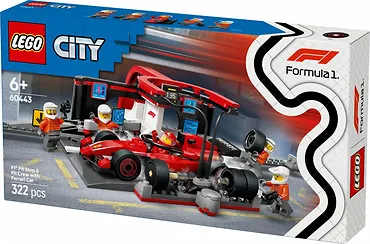 LEGO Klocki City 60443 F1 Pit stop i mechanicy z bolidem Ferrari