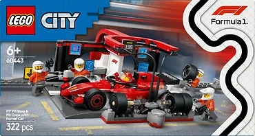 LEGO Klocki City 60443 F1 Pit stop i mechanicy z bolidem Ferrari