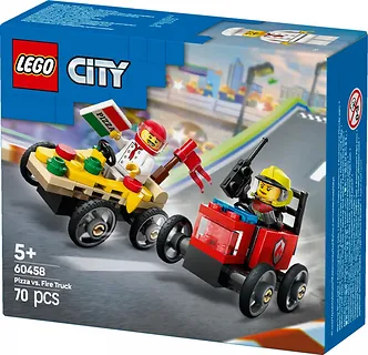 LEGO Klocki City 60458 Zestaw wyścigówek: pizza kontra wóz strażacki