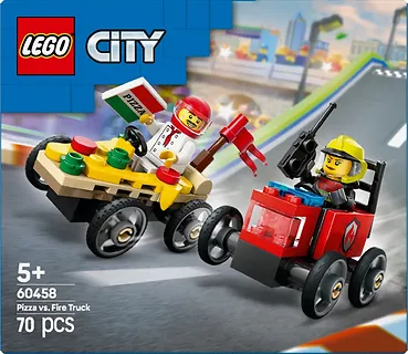 LEGO Klocki City 60458 Zestaw wyścigówek: pizza kontra wóz strażacki