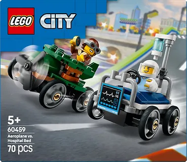 LEGO Klocki City 60459 Zestaw wyścigówek: samolot kontra łóżko szpitalne