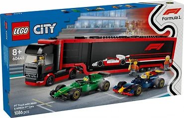 LEGO Klocki City 60445 F1 Ciężarówka z bolidami RB20 i AMR24 F1