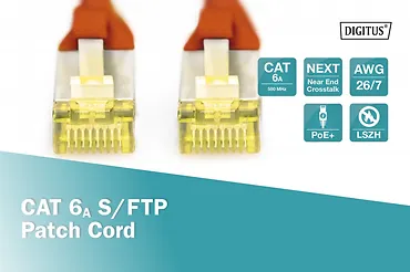 Digitus Patch cord S/FTP kat.6A LSOH 1m Czerwony