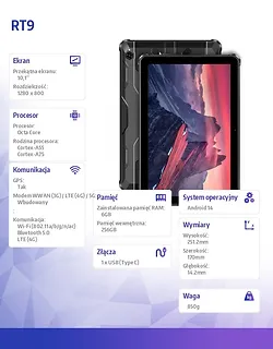 OUKITEL Tablet RT9 10.1" 6/256GB 11000 mAh czarny