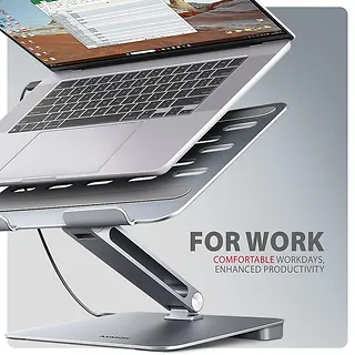 AXAGON HMC-STND Stojak z wieloportowy hub Aluminiowy 7in1, 5Gbps, do 10"-16" cali laptopów, nastawny, 3x USB-A, HDMI 4K/60Hz, GLAN, PD 100W, 60cm USB-C kabel