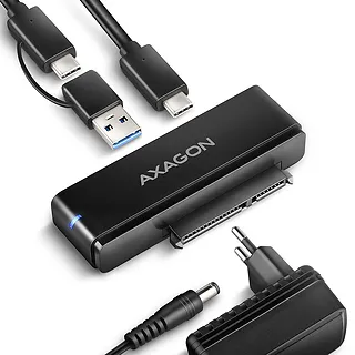 AXAGON ADSA-FPX Adapter USB-C 10Gbps SATA 6G 2.5"/3.5" SSD/HDD FASTPORT X, w tym zasilacz, 60cm USB-C/USB-A kabel