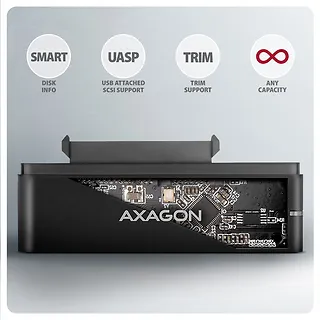 AXAGON ADSA-FPX Adapter USB-C 10Gbps SATA 6G 2.5"/3.5" SSD/HDD FASTPORT X, w tym zasilacz, 60cm USB-C/USB-A kabel