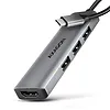 AXAGON HMC-H3A Wieloportowy hub USB 4in1, 5Gbps, 3x USB-A (2x USB2.0, 1x USB3.0) + HDMI 4K/30Hz, metal, 15cm USB-C kabel