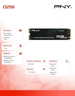 PNY Dysk SSD 1TB M.2 2280 CS2150 M280CS2150-1TB-TB