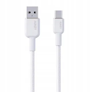 AUKEY Kabel CB-NAC1 White nylonowy USB C - USB A | 1m | 3A | 60W PD | 20V