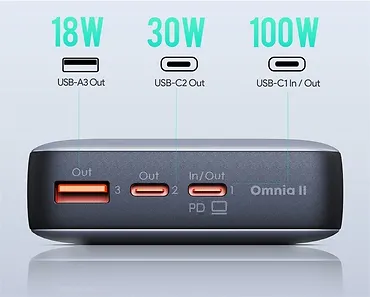 AUKEY Power Bank PB-Y43 | 20000mAh | 65W | 3xUSB | PD 3.0 QC 3.0 LED PPS