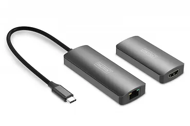 Digitus Przedłużacz/Extender USB-C - HDMI 30m po skrętce Cat.6 4K120Hz HDCP 2.3 (zestaw)