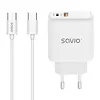 Savio Ładowarka sieciowa LA-10 30W Quick Charge Power Delivery 3.0 Biała + Kabel