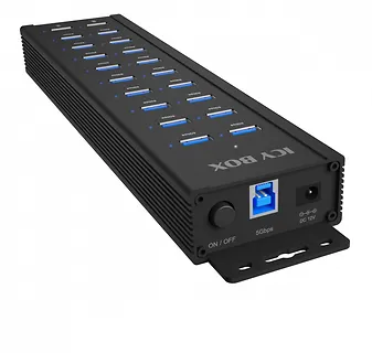 IcyBox Hub IB-HUB1720-U3 20 port HUB, 96 WATT PSU, 18 x USB-A Port,2 x USB port do ładowania