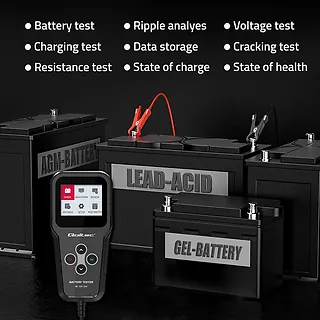 Qoltec Cyfrowy tester akumulatora 3w1 z LCD | 6V | 12V | 24V | 30Ah-    200Ah