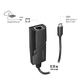 LogiLink Adapter USB 3.2 Gen1 USB-C do Gigabit Ether.