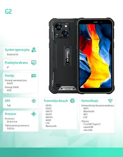 OUKITEL Smartfon G2 4G 4/64GB IP69K Czarny