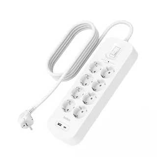 Belkin Listwa przeciwprzepięciowa SurgePlus 8x schuko 1xUSB-A 1xUSB-C 900J 2m