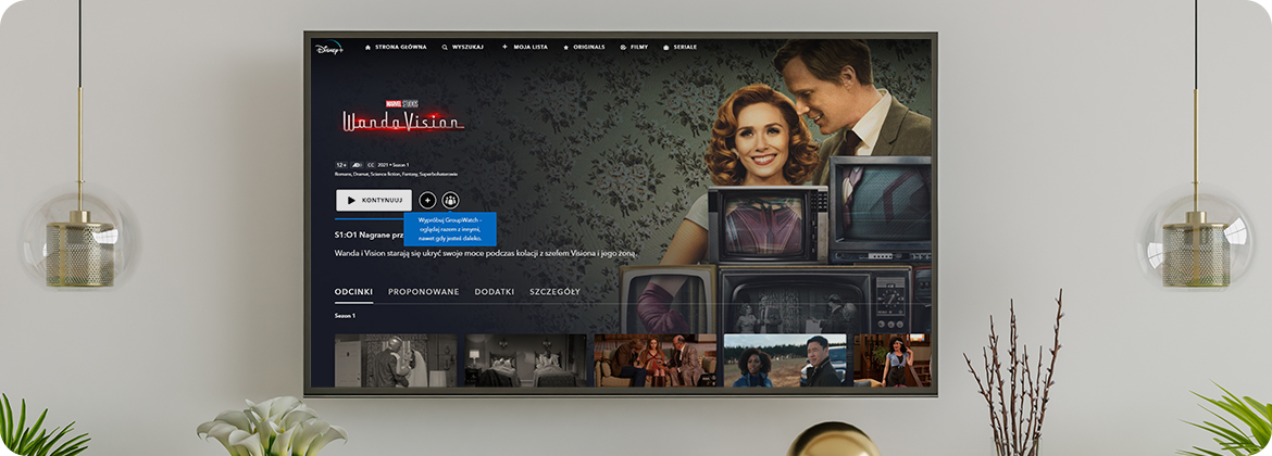 WandaVision na platformie Disney+ Serial WandaVision w Disney+ - platforma streamingowa z aplikacją na smart TV
